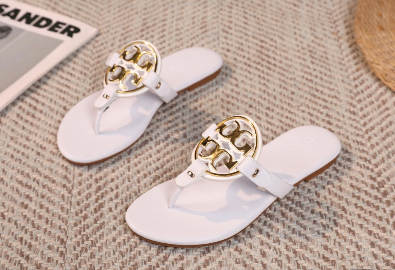 White and Gold Sandals