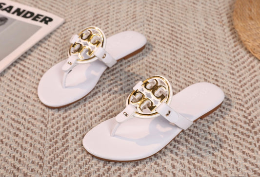 White and Gold Sandals