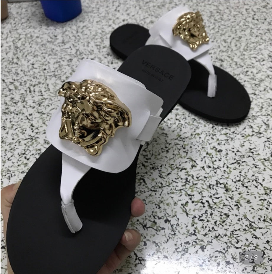 White and Gold Sandals